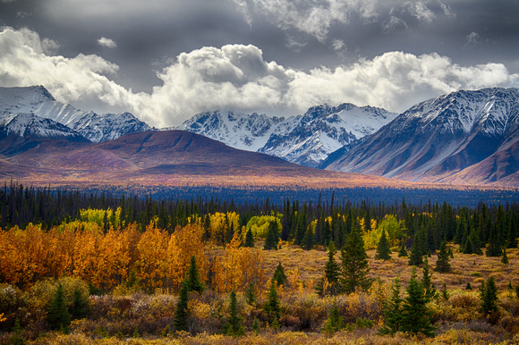 Autumn advances into the Wrangell Mountains, Alaska