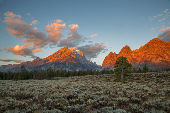 First Light on Grand Teton and Cascade Canyon