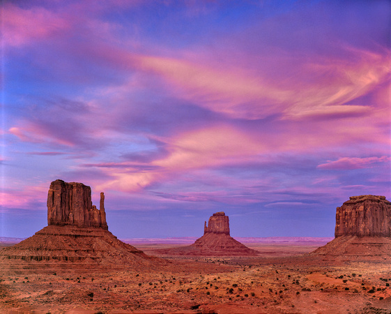 The Mittens at sunset, Monument Valley Arizona