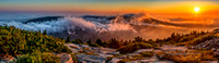 Sunset on Cadillac Mountain as the fog swirls in from the Gulf of Maine