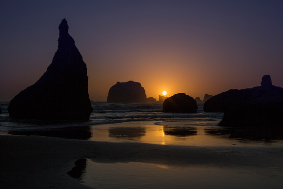 The Wizard's Hat at sunset, Bandon Beach